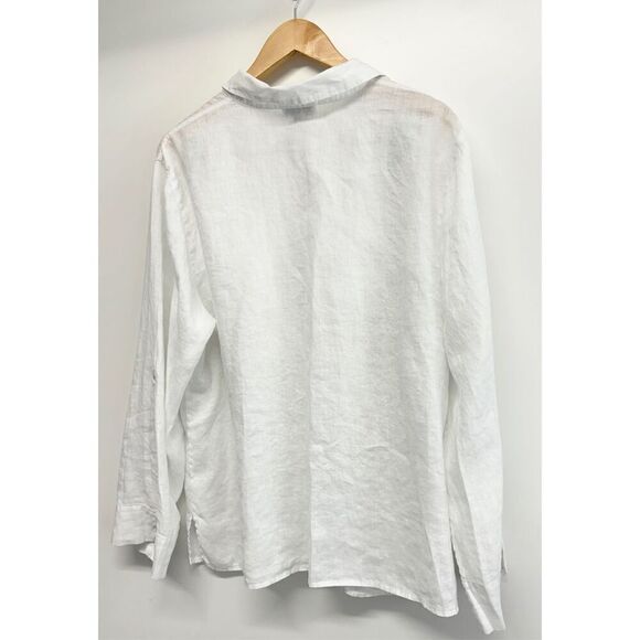 Charter Club Casual Shirt 100% Linen White Plus Size 18W Long Sleeve Buttoned - Picture 7 of 9